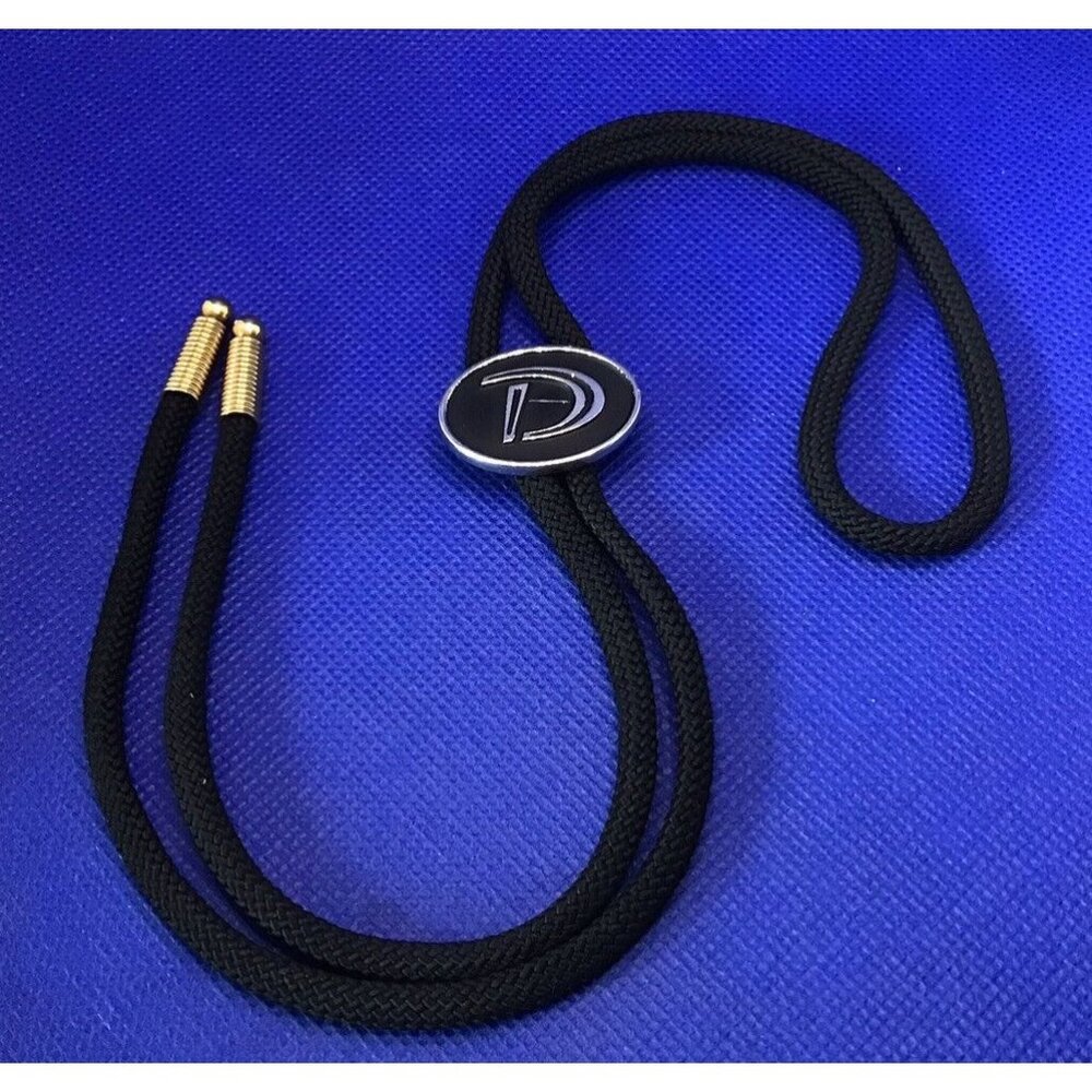 HICKOK USA BOLO Tie Black Silver Tone Monogramed “D” Gold Tone